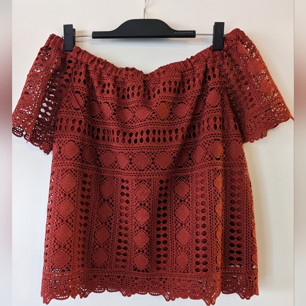 Sunday in Brooklyn off the shoulder eyelet lace top